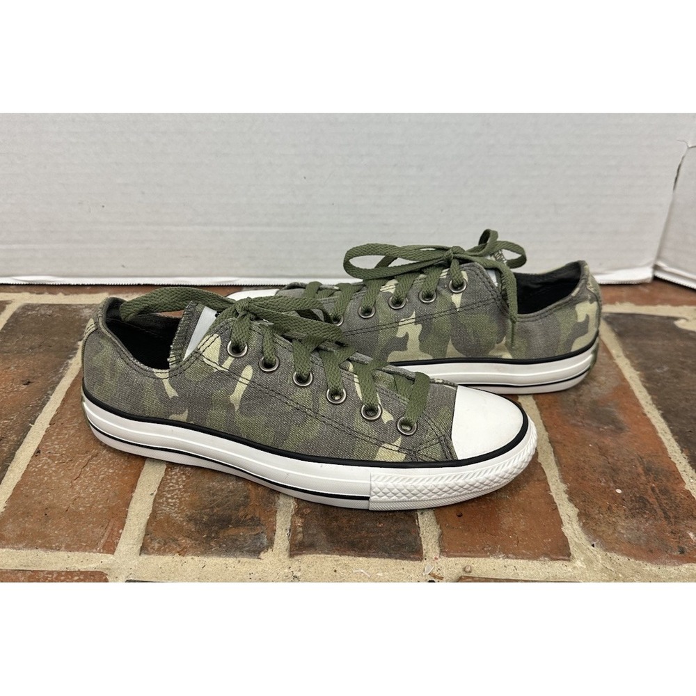 CONVERSE All Star Green Camo Sneakers Low Top Canvas Lace Up Shoes Women's 7
